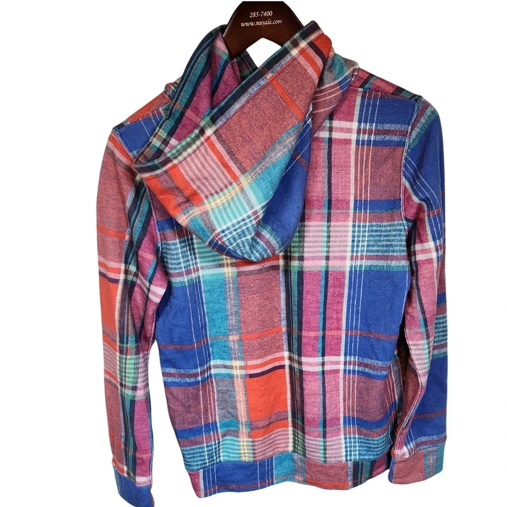 Polo Ralph Lauren Multi-Plaid Pullover Hoodie Youth XL 16 Bright Colors Girl New